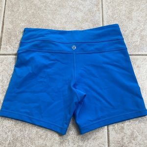Blue lululemon bike shorts